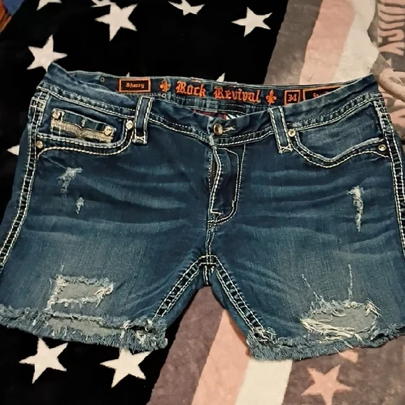 Rock Revival Distressed Blue Jean Shorts - Picture 4 of 6